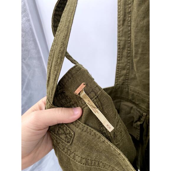 Free people green linen shortalls - Picture 4 of 6